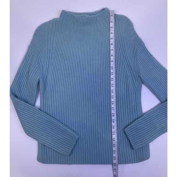 Vince Light Blue Wool Cashmere Ribbed Mock Neck Sweater Women’s Large - Picture 6 of 9